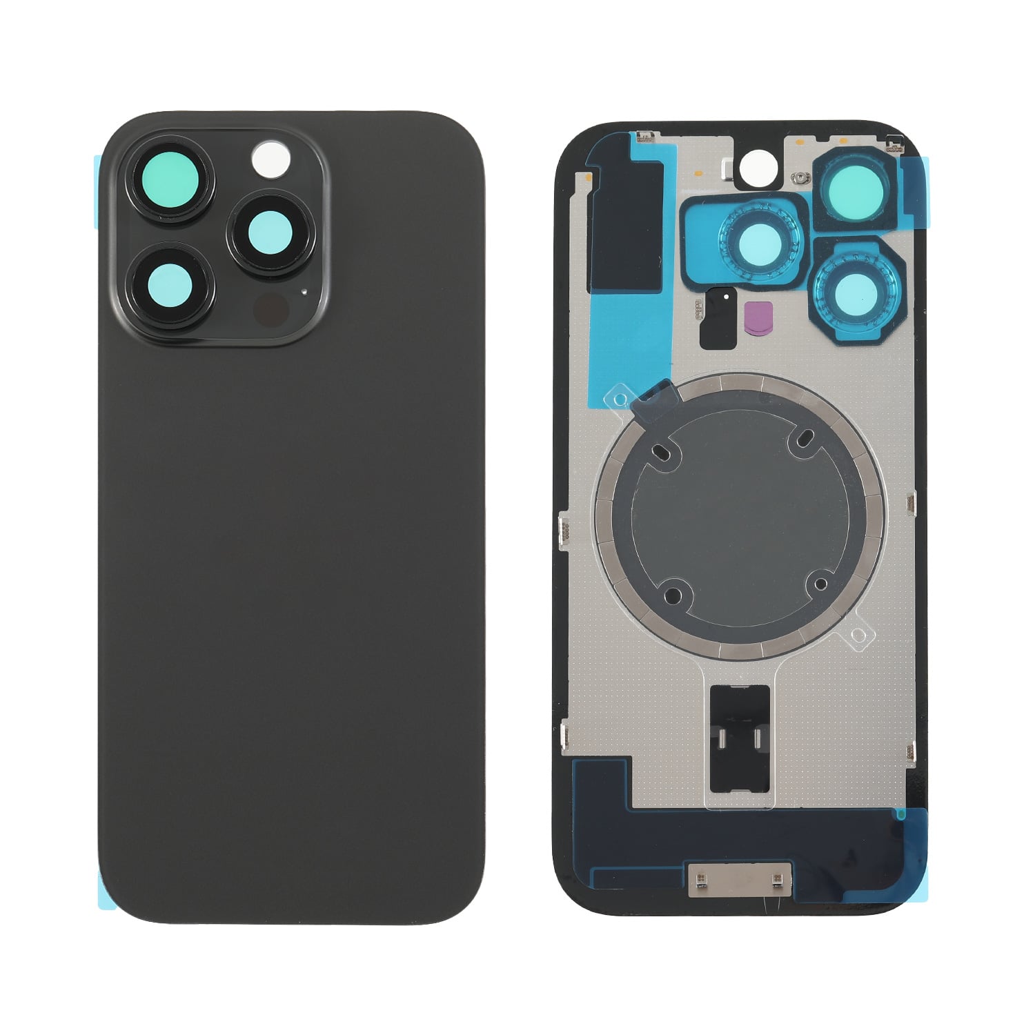Capac spate sticla iPhone 16 Pro cu magnet, fara NFC, culoare Black Titanium