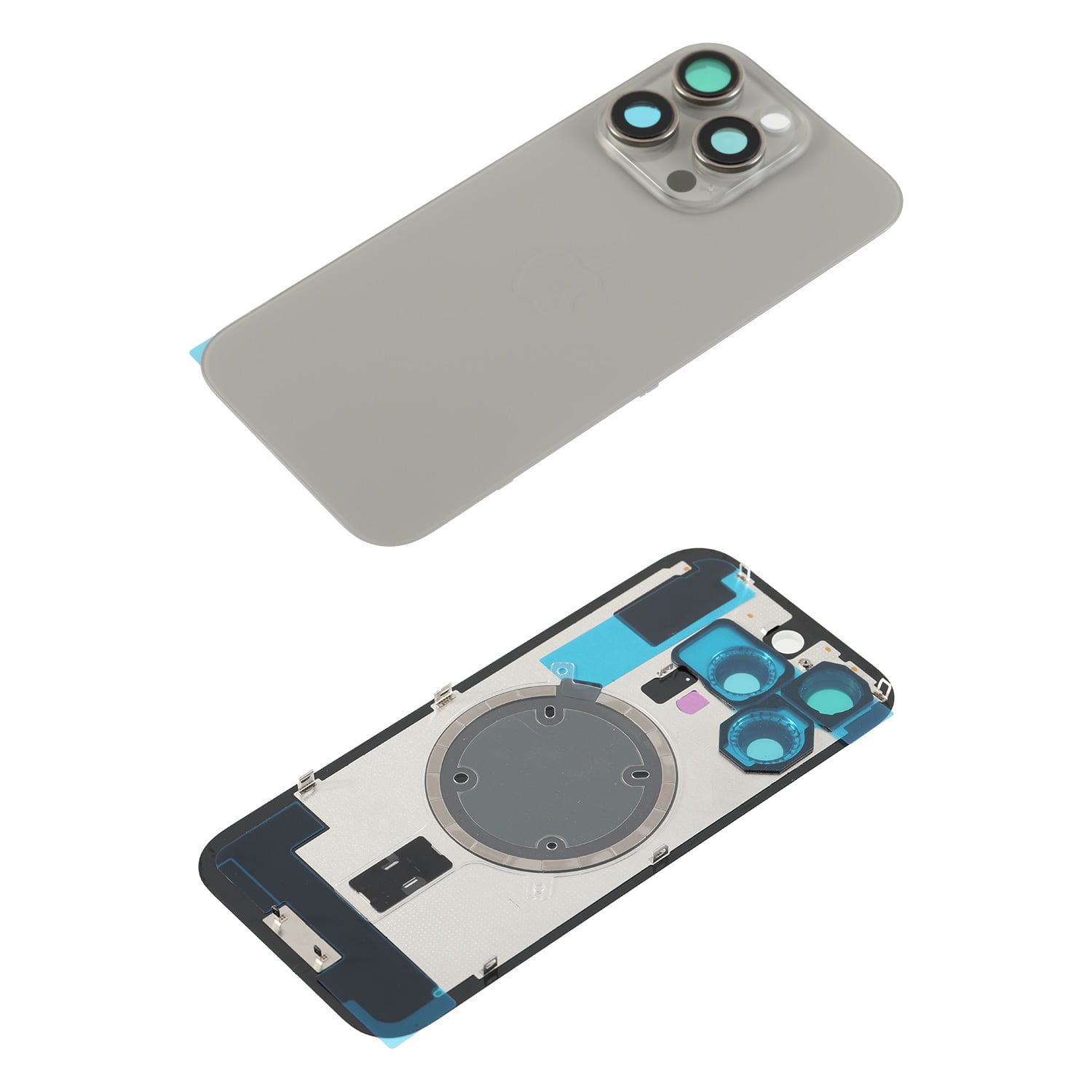 Capac spate sticla iPhone 16 Pro cu magnet, fara NFC, culoare Natural Titanium