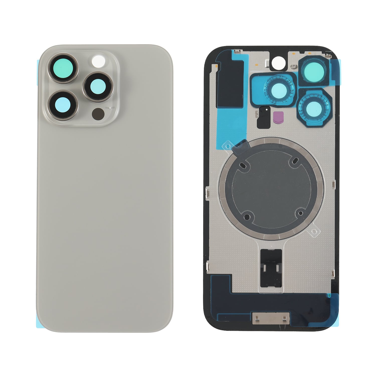 Capac spate sticla iPhone 16 Pro cu magnet, fara NFC, culoare Natural Titanium