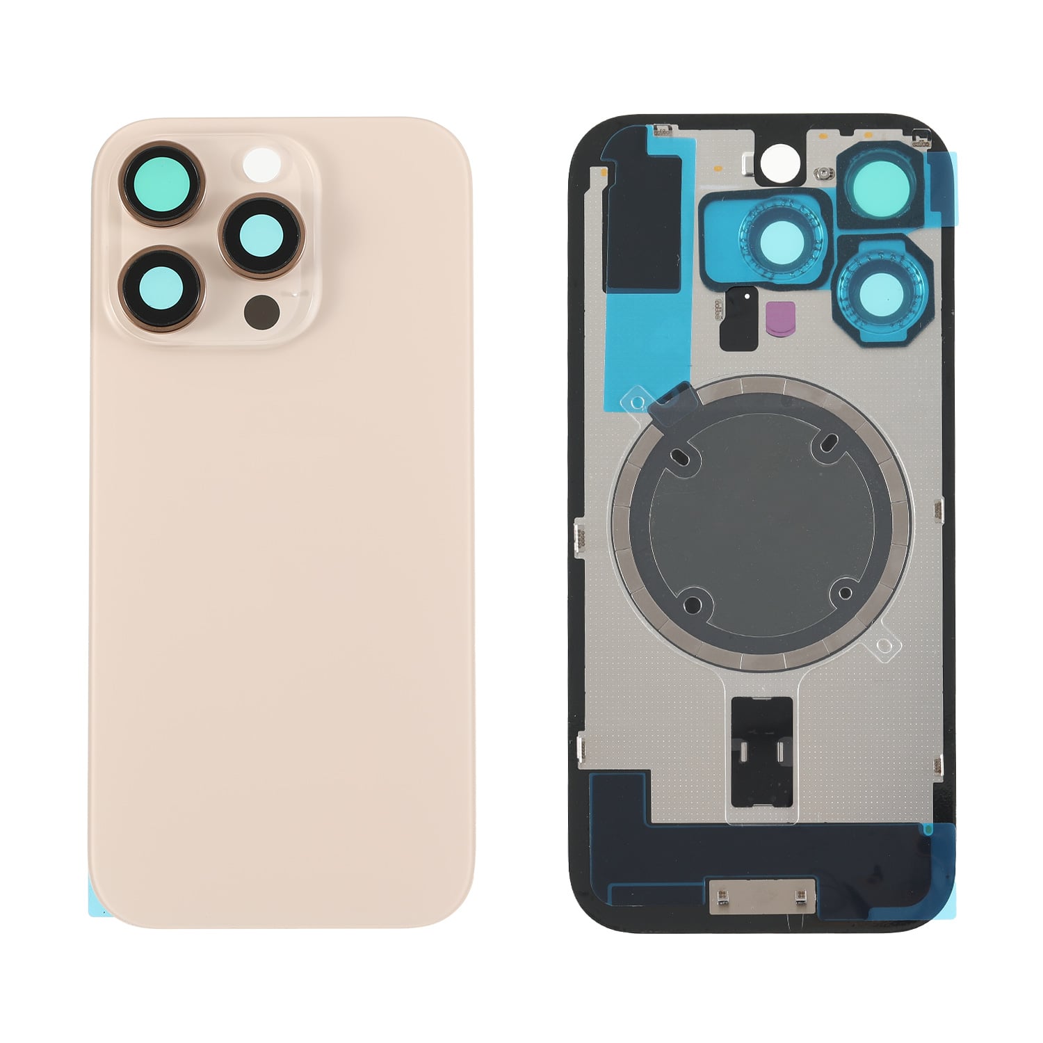 Capac spate sticla iPhone 16 Pro cu magnet, fara NFC, culoare Desert Titanium
