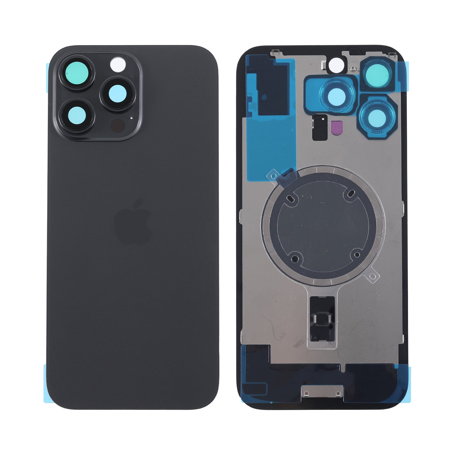 Capac spate sticla iPhone 16 Pro Max cu magnet, fara NFC, culoare Black Titanium