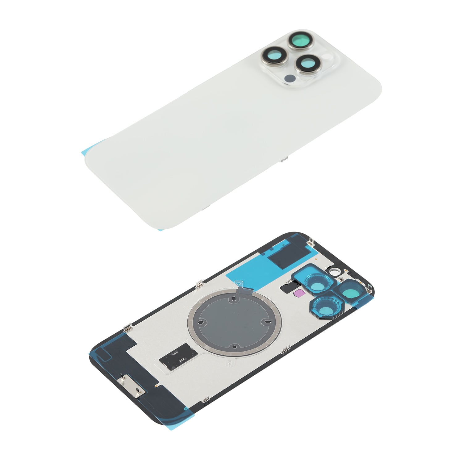 Capac spate sticla iPhone 16 Pro Max cu magnet, fara NFC, culoare White Titanium
