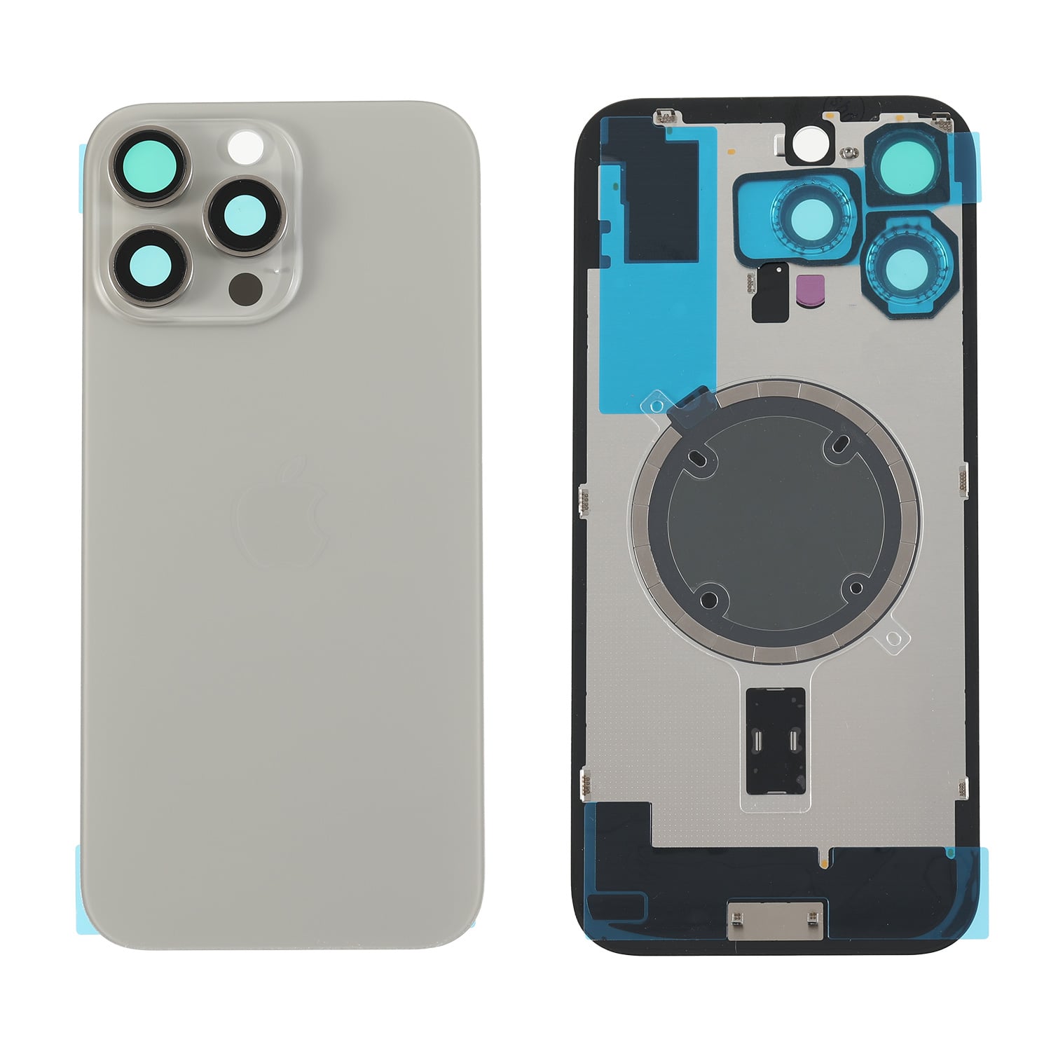 Capac spate sticla iPhone 16 Pro Max cu magnet, fara NFC, culoare Natural Titanium