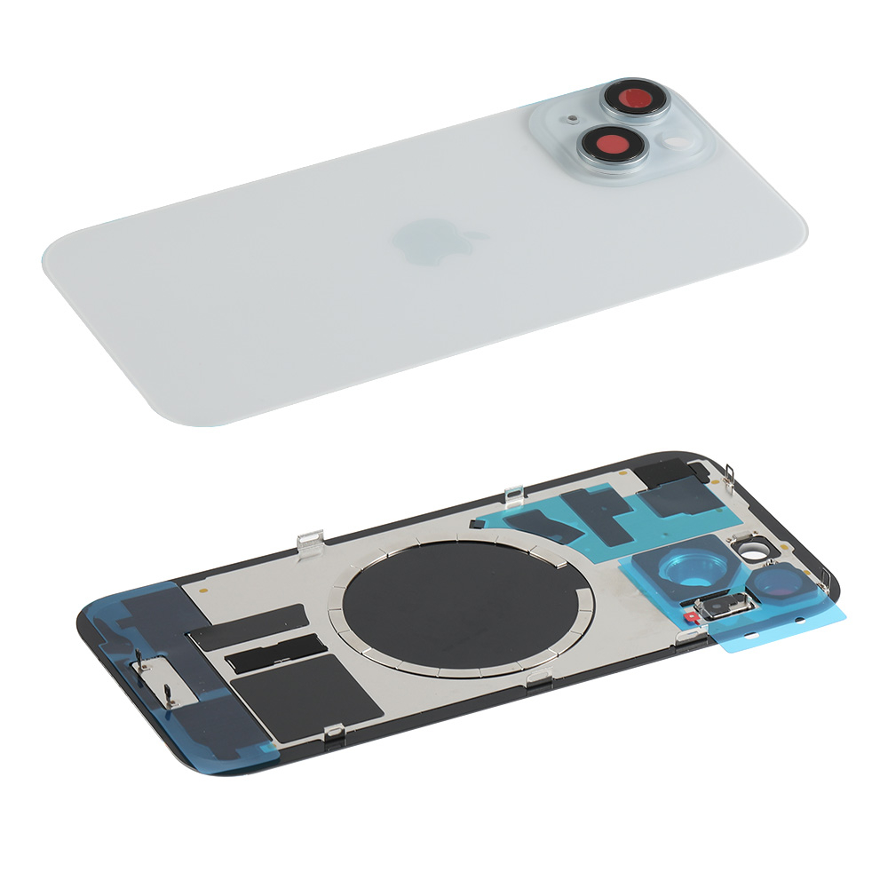 Capac spate sticla cu magnet fara NFC iPhone 15 Blue