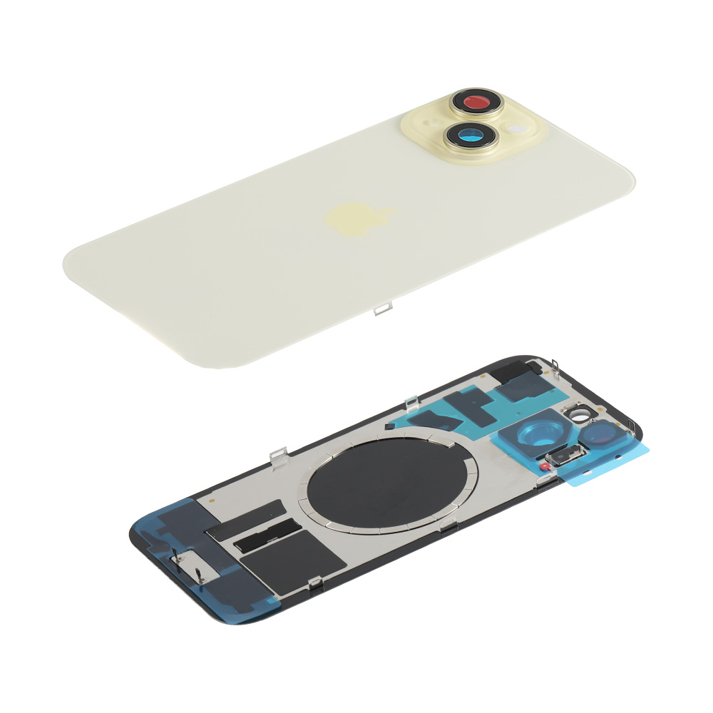 Capac spate sticla cu magnet fara NFC iPhone 15 Yellow