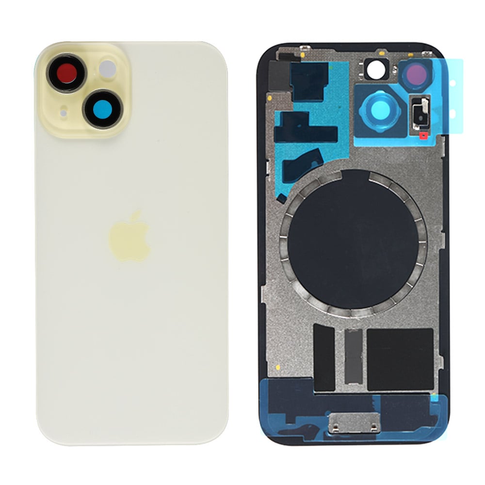 Capac spate sticla cu magnet fara NFC iPhone 15 Plus Yellow