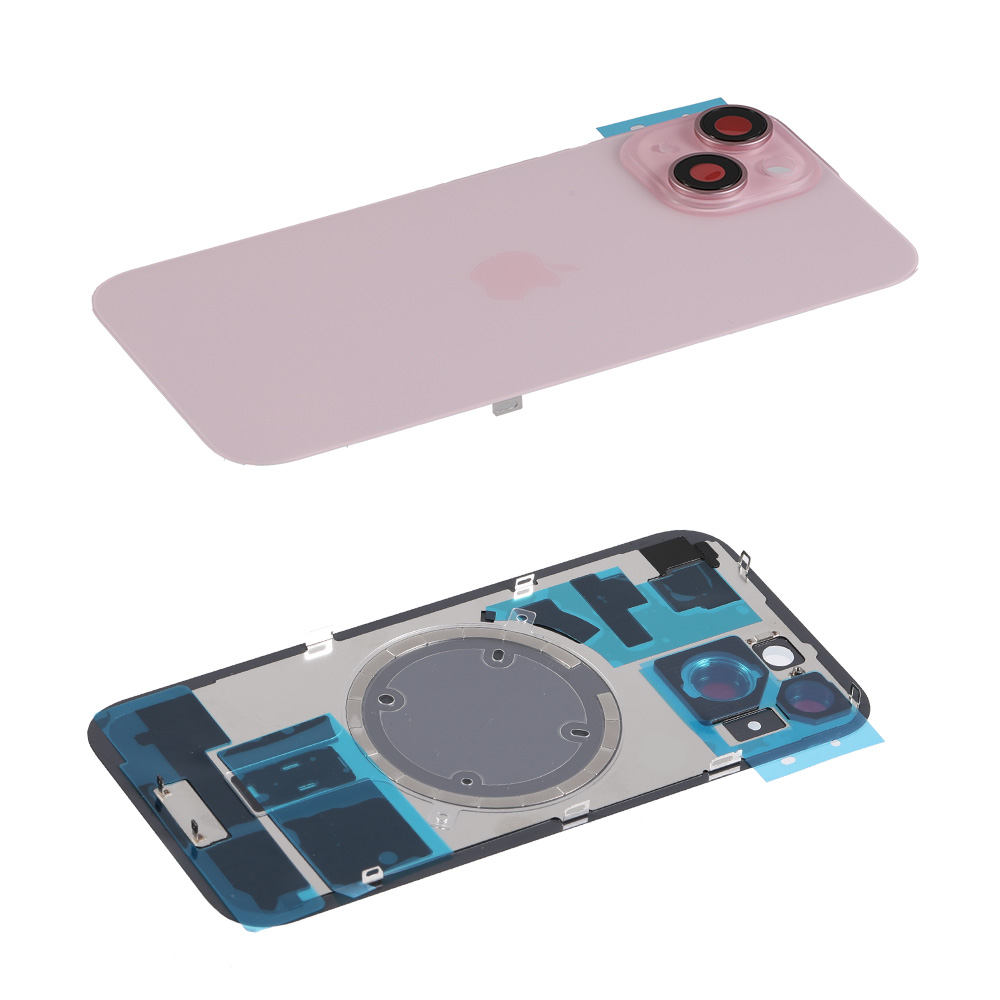 Capac spate sticla cu magnet fara NFC iPhone 15 Plus Pink
