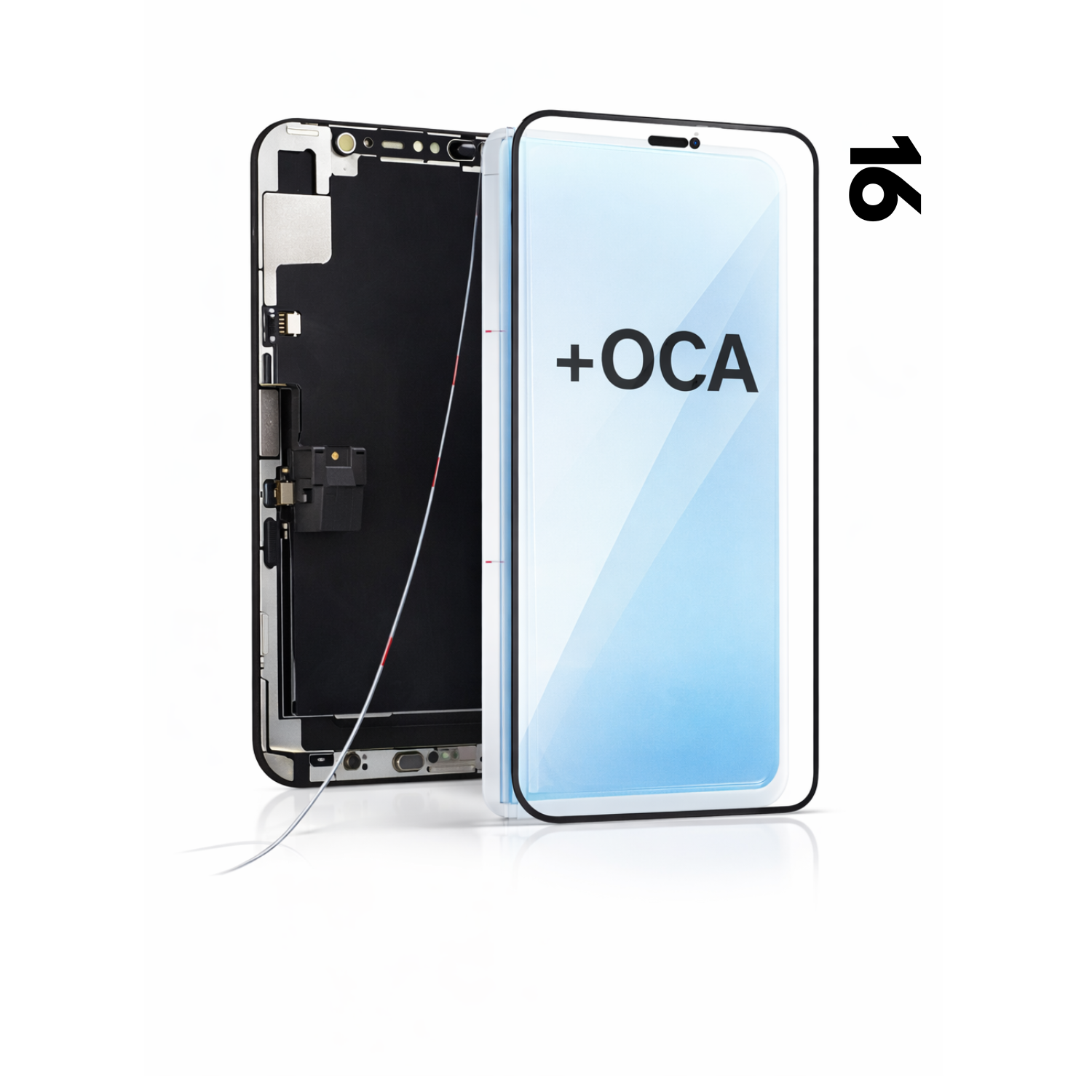 Sticla frontala ( pentru refurbished) + OCA Adeziv pentru iPhone 16