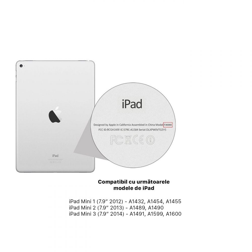 Husa Magnetica cu spate transparent, colturi intarite pentru iPad Mini 1, 2, 3 7.9 Inch - Rose Gold