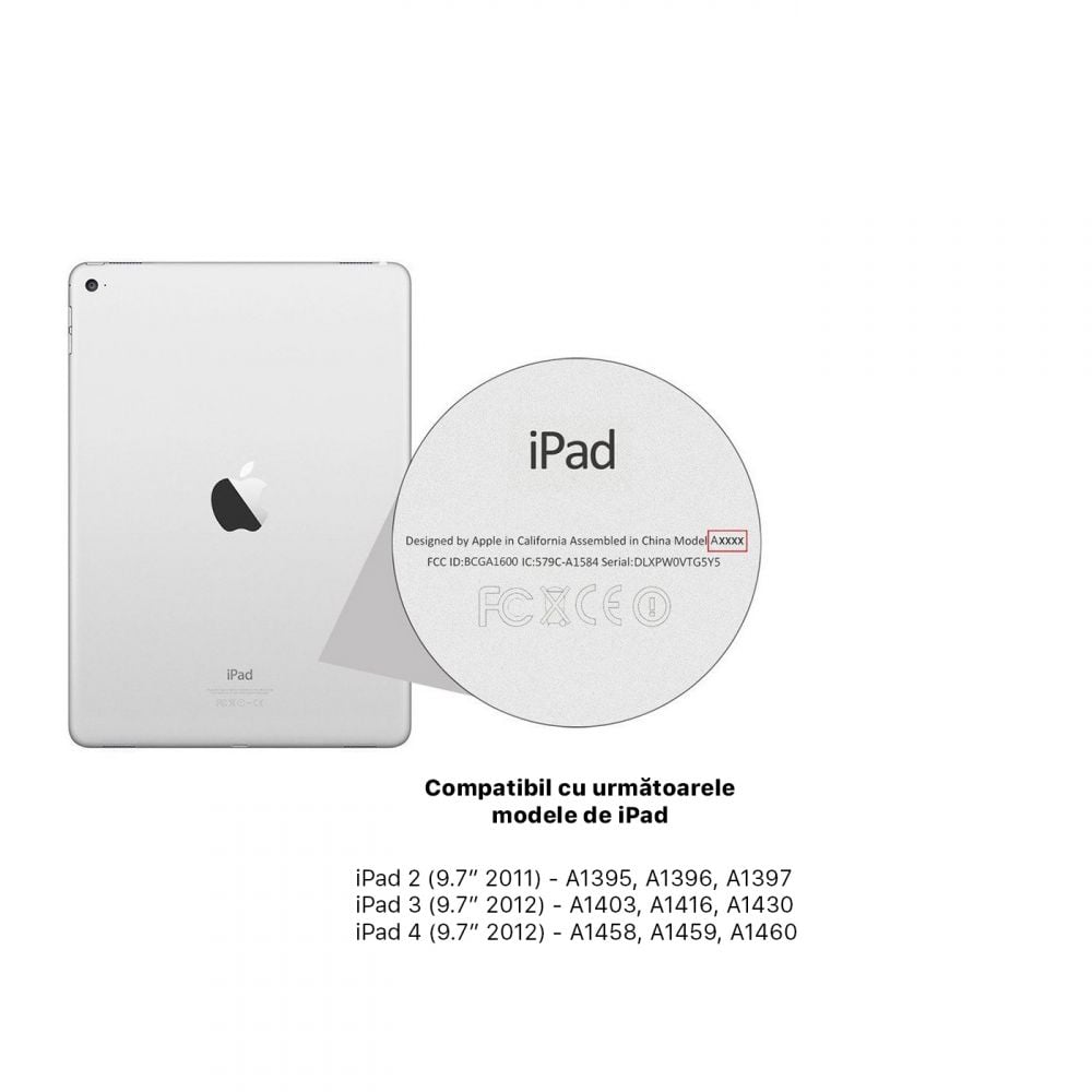 Husa Magnetica cu spate transparent, colturi intarite pentru iPad 2, 3, 4 9.7 Inch - Rose Gold
